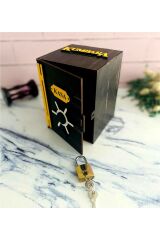 Ahşap Kutu Kasa Kumbara Kilitli Eskitme