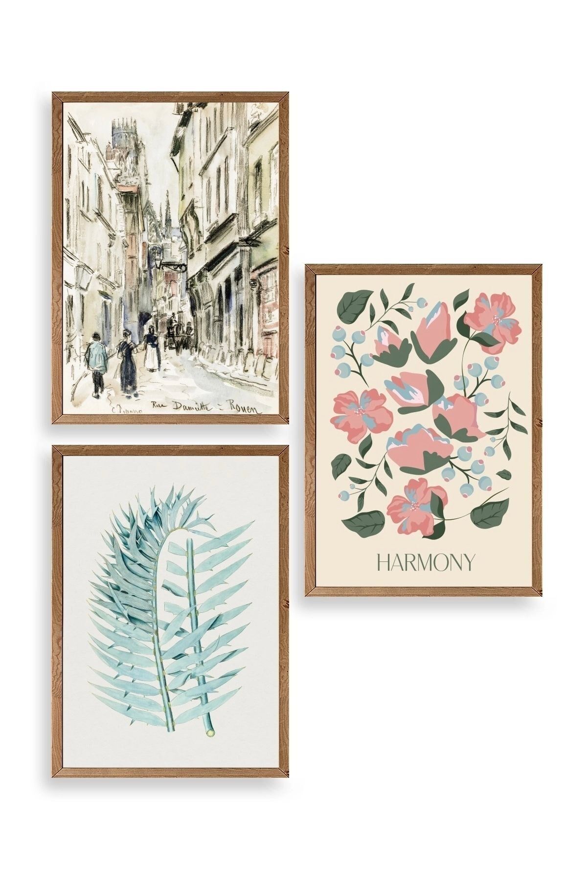 Harmony Üçlü Ahşap Çerçeveli Tablo 23 x 30