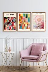 Paul Klee Üçlü Ahşap Çerçeveli Tablo 23 x 30