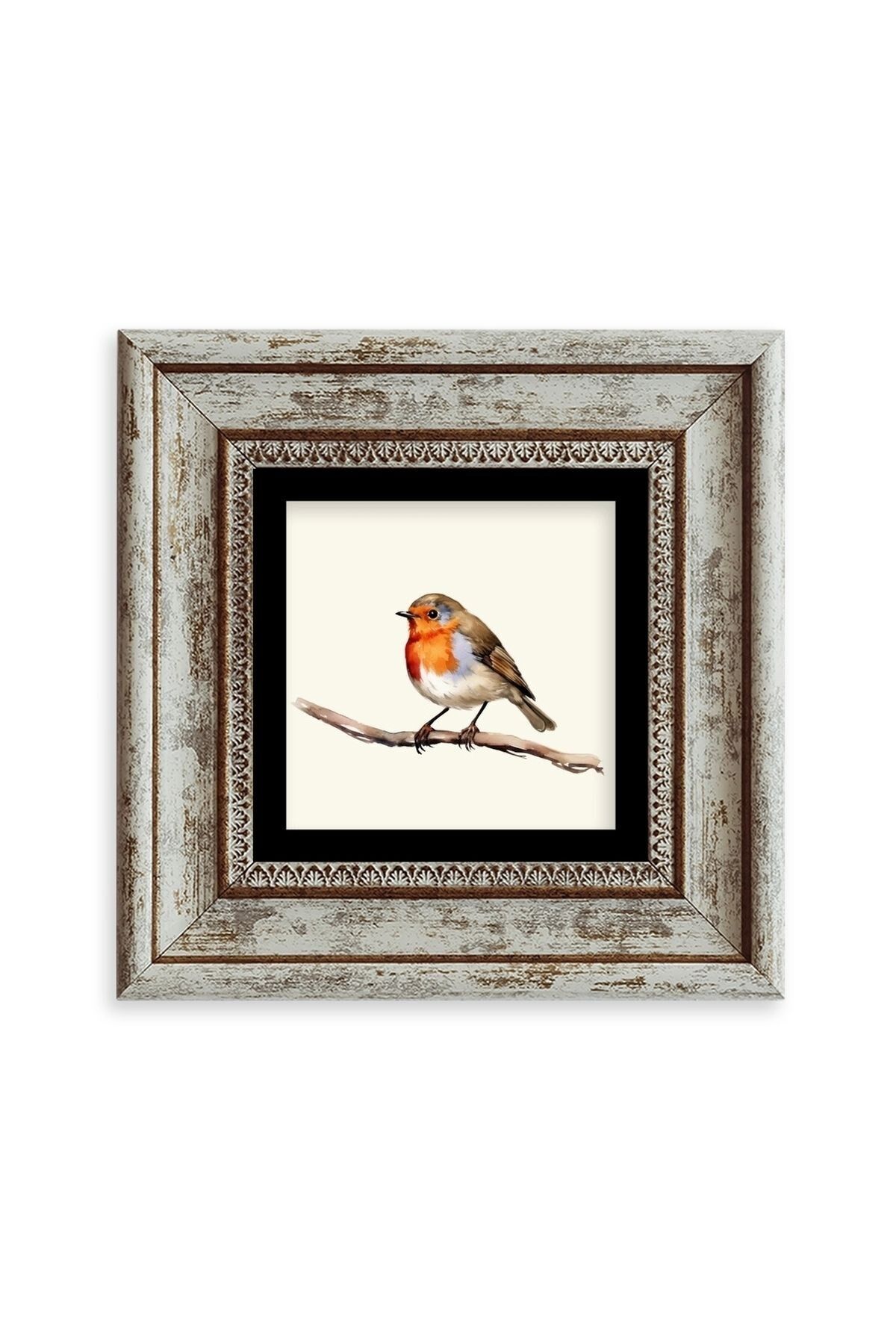 Tombul Kuş Çerçeveli Taş Tablo 20 cm