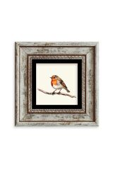 Tombul Kuş Çerçeveli Taş Tablo 20 cm