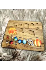 Renkli Ahşap Güneş Sistemi Bul Tak Puzzle
