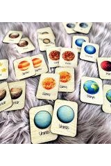 Gezegenler Hafıza Eşleştirme Oyunu Ahşap Eğitici Puzzle Oyuncak