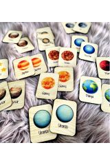 Gezegenler Hafıza Eşleştirme Oyunu Ahşap Eğitici Puzzle Oyuncak