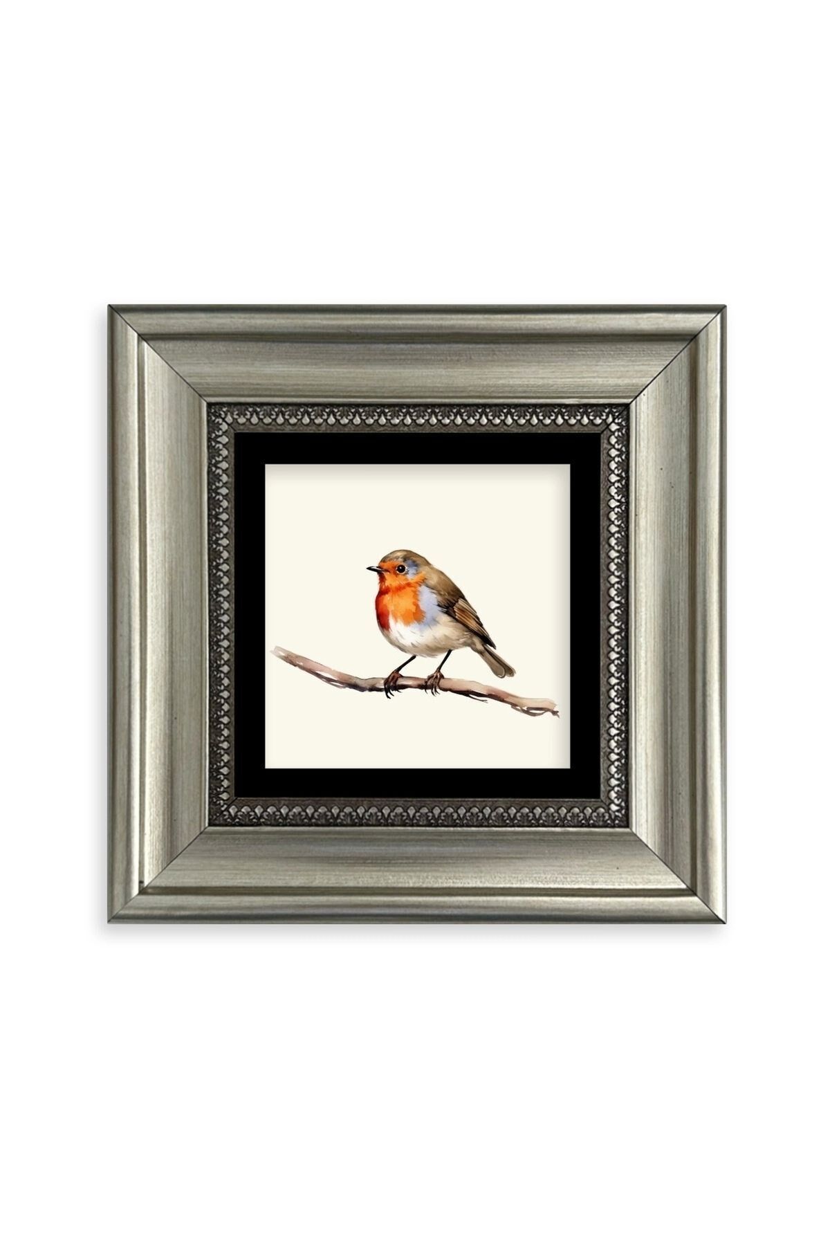 Tombul Kuş Çerçeveli Taş Tablo 20 cm