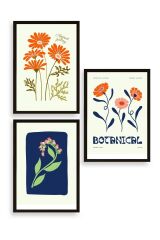 Botanik Üçlü Ahşap Çerçeveli Tablo 50 x 70