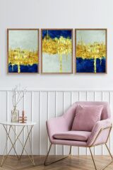 Ünlü Tablolar Üçlü Ahşap Çerçeveli Tablo 23 x 30