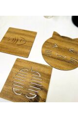 3'lü Ahşap Tencere Tava Çaydanlık Altlığı Nihale Seti