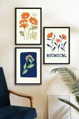 Botanik Üçlü Ahşap Çerçeveli Tablo 23 x 30