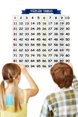 BUFFER® Matematik Öğreten Yüzlük Tablo Duvarda İz Bırakmaz Akıllı Kağıt Yapışkansız Statik  60x60 cm