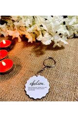 Sevgililer Günü Efulim Baskılı Ahşap Anahtarlık