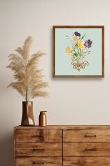 Çiçek Ahşap Çerçeveli Tablo 50 x 50