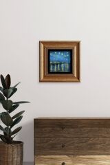 Yıldızlı Gece Çerçeveli Taş Tablo 20 cm