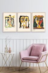 Picasso Üçlü Ahşap Çerçeveli Tablo 30 x 40