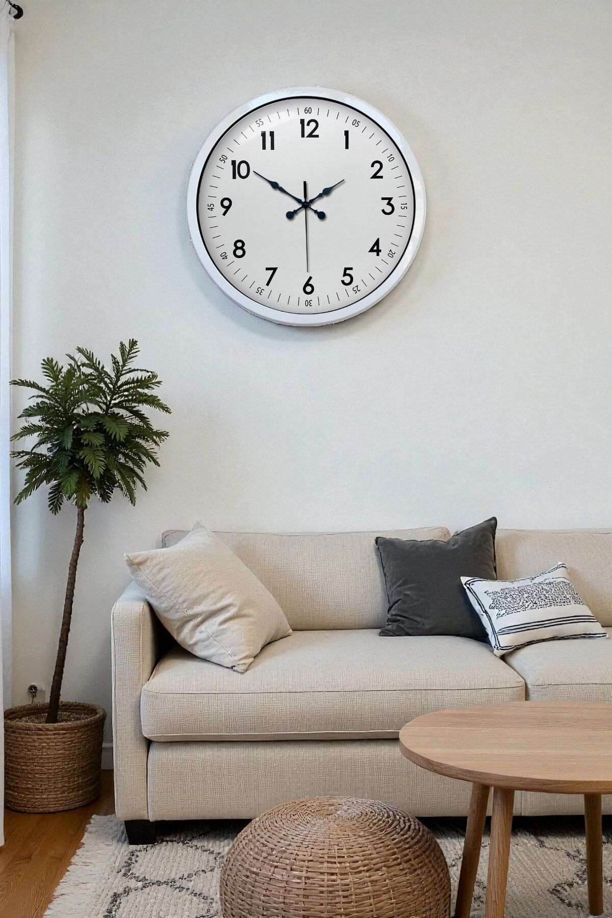 Zentime 40 Cm Metal Beyaz Klasik Duvar Saati