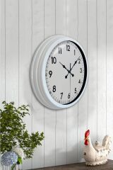 Zentime 40 Cm Metal Beyaz Klasik Duvar Saati