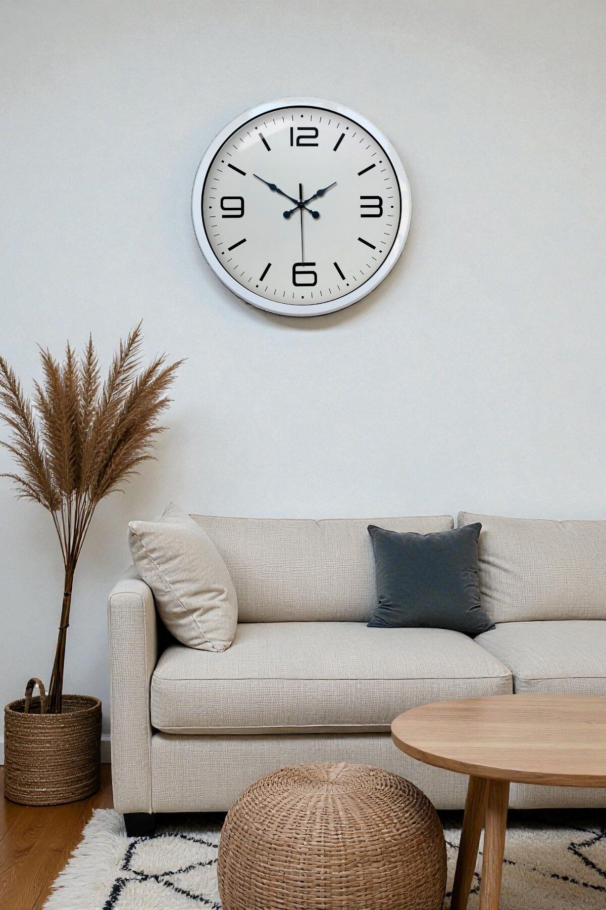 Zentime 40 Cm Metal Beyaz Modern Duvar Saati