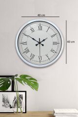 Zentime 40 Cm Metal Beyaz Roma Rakamlı Duvar Saati