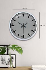 Zentime 40 Cm Metal  Beyaz Modern Duvar Saati