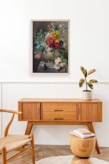 Vazodaki Çiçek Buketi Ahşap Çerçeveli Tablo 30 x 42