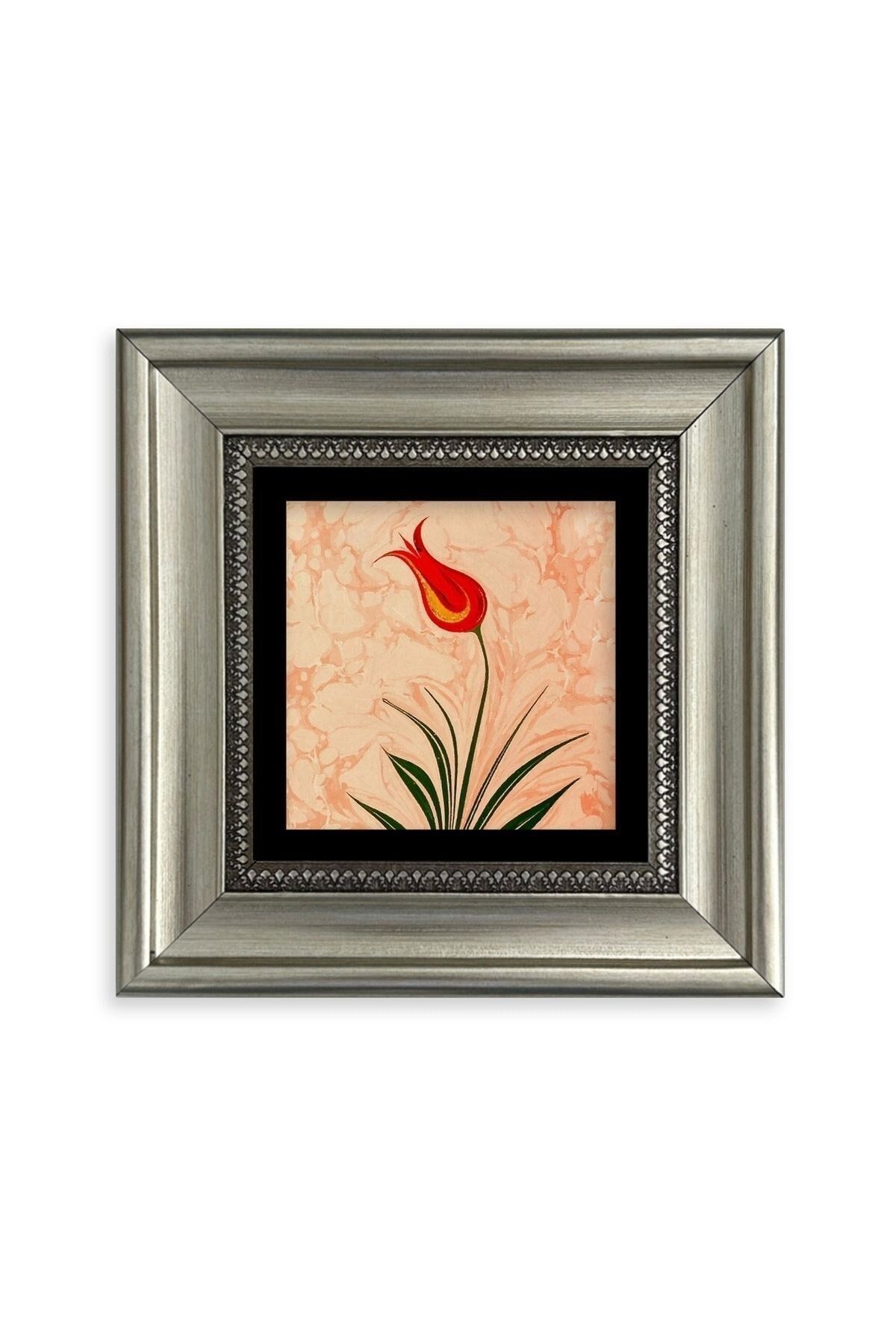 Ebru Lale Çerçeveli Taş Tablo 20 cm