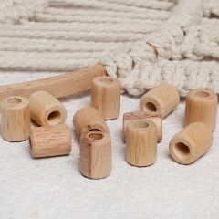 Loren Crafts 10 Adet Ham Boru Ahşap Boncuk 16mm