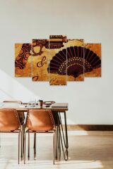 Silah ve Yelpaze 5 Parçalı Mdf Tablo 60 x 100