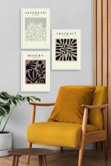 Modern Üçlü Ahşap Çerçeveli Tablo 23 x 30