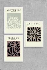 Modern Üçlü Ahşap Çerçeveli Tablo 23 x 30