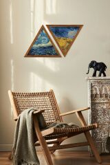 Dekoratif Üçgen Çerçeveli Ahşap Tablo Set 35 x 40