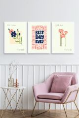 Soyut Üçlü Ahşap Çerçeveli Tablo 50 x 70