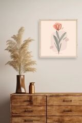 Çiçek Ahşap Çerçeveli Tablo 50 x 50