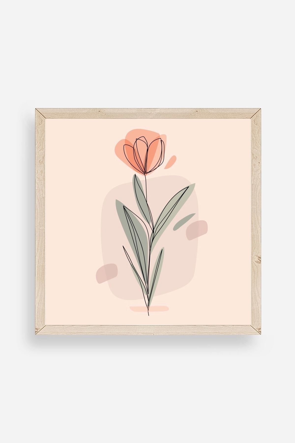 Çiçek Ahşap Çerçeveli Tablo 50 x 50