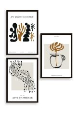 Modern Üçlü Ahşap Çerçeveli Tablo 50 x 70