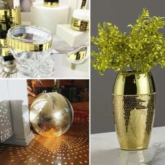 BUFFER®1 Metre Uzunluğunda Gold Renk Aynalı Mozaik Taşlı Dekor Bandı 4 cm x 1 mt