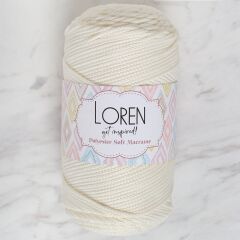 Loren Polyester Soft Macrame Krem El Örgü İpi - LM003 - 34427