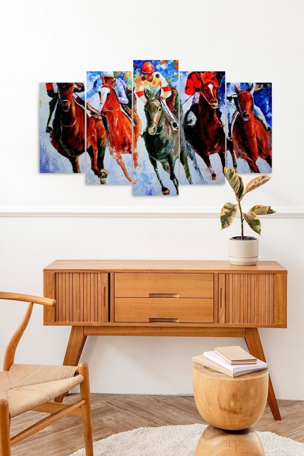 Yarış Atları 5 Parçalı Mdf Tablo 60 x 100