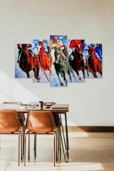Yarış Atları 5 Parçalı Mdf Tablo 60 x 100