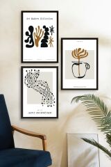 Modern Üçlü Ahşap Çerçeveli Tablo 23 x 30