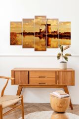 Deniz ve Rüzgar Gülü 5 Parçalı Mdf Tablo 60 x 100