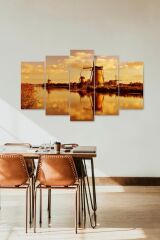 Deniz ve Rüzgar Gülü 5 Parçalı Mdf Tablo 60 x 100