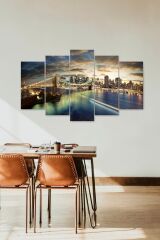 Şehir Manzarası 5 Parçalı Mdf Tablo 60 x 100