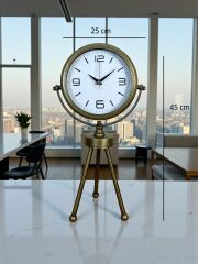 Zentime Eskitme Vintage Üç Ayaklı Masa Saati