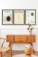 Soyut Sanat Üçlü Ahşap Çerçeveli Tablo 40 x 60