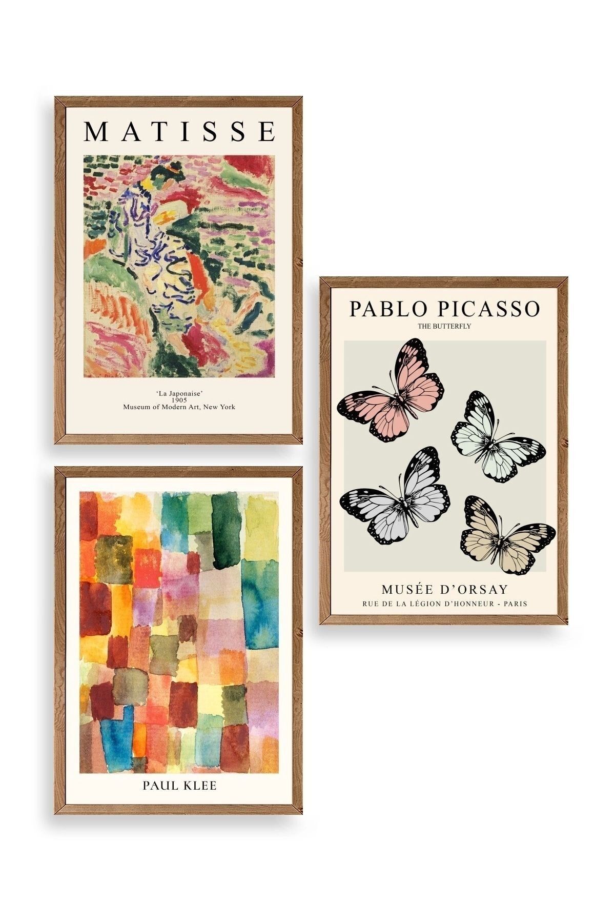 Matisse Üçlü Ahşap Çerçeveli Tablo 23 x 30