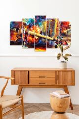 Keman ve Şarap 5 Parçalı Mdf Tablo 60 x 100