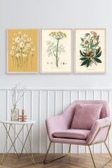 Çiçek Üçlü Ahşap Çerçeveli Tablo 40 x 60