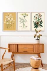 Çiçek Üçlü Ahşap Çerçeveli Tablo 30 x 40