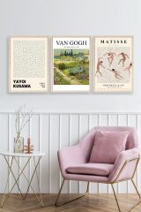 Ünlü Tablolar Üçlü Ahşap Çerçeveli Tablo 50 x 70