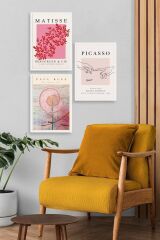 Ünlü Tablolar Üçlü Ahşap Çerçeveli Tablo 50 x 70